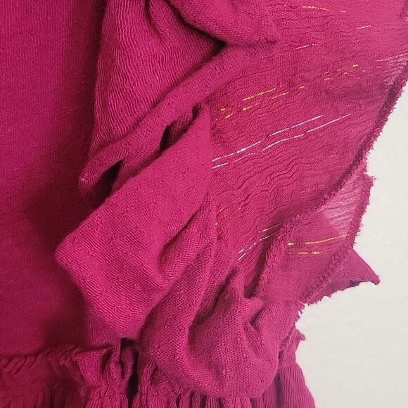 By Anthropolgie Caroline Raspberry Babydoll Blouse Ruffled Flounce sleev… - Picture 8 of 14